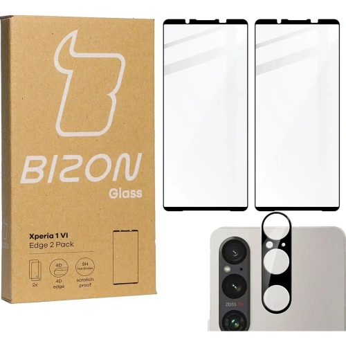 2x Szkło na ekran + szkło na aparat BIZON Edge do Sony Xperia 1 VI