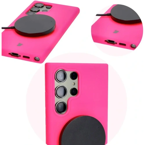 Silikonowe etui Bizon Soft Case do Samsung Galaxy S23 Ultra neonowo-różowe