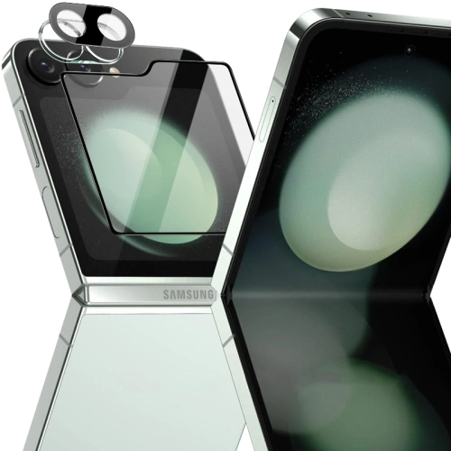 Szkło na aparat + szkło na ekran zewnętrzny Bizon Glass Lens do Samsung Galaxy Z Flip6 / 7 FE 2 zestawy