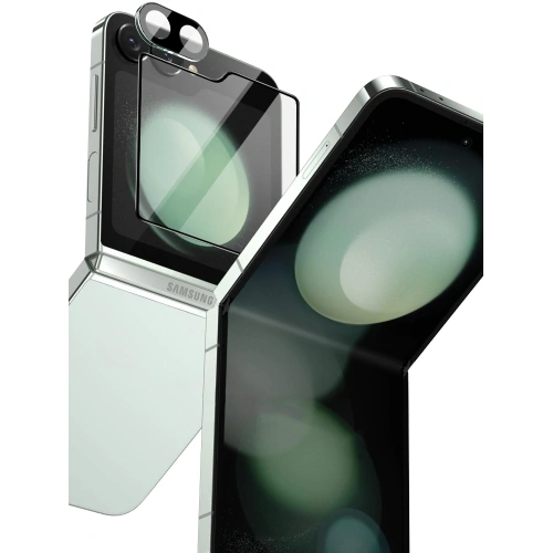 Szkło na aparat + szkło na ekran zewnętrzny Bizon Glass Lens do Samsung Galaxy Z Flip6 / 7 FE 2 zestawy