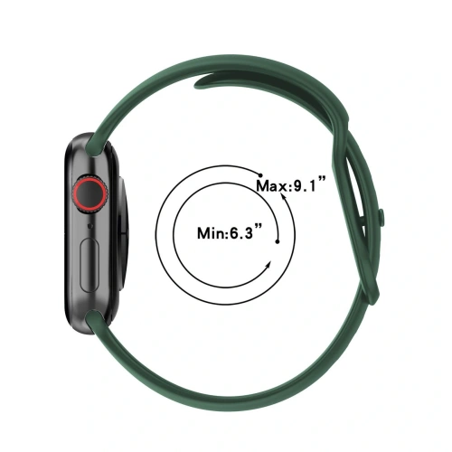 Pasek Bizon Strap Watch Silicone do Apple Watch 44/45/46/49 mm ciemnozielony