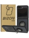 Bizon Case Hybrid Ring Samsung Galaxy Z Flip6 rauchig mit einem schwarzen Rahmen