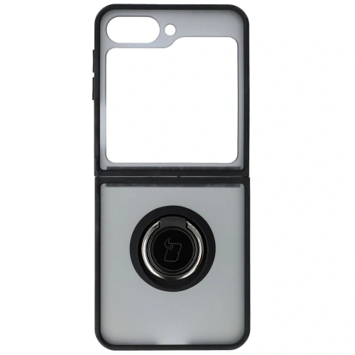 Etui z uchwytem na palec Bizon Case Hybrid Ring do Samsung Galaxy Z Flip6 / 7 FE przydymione z czarną ramką