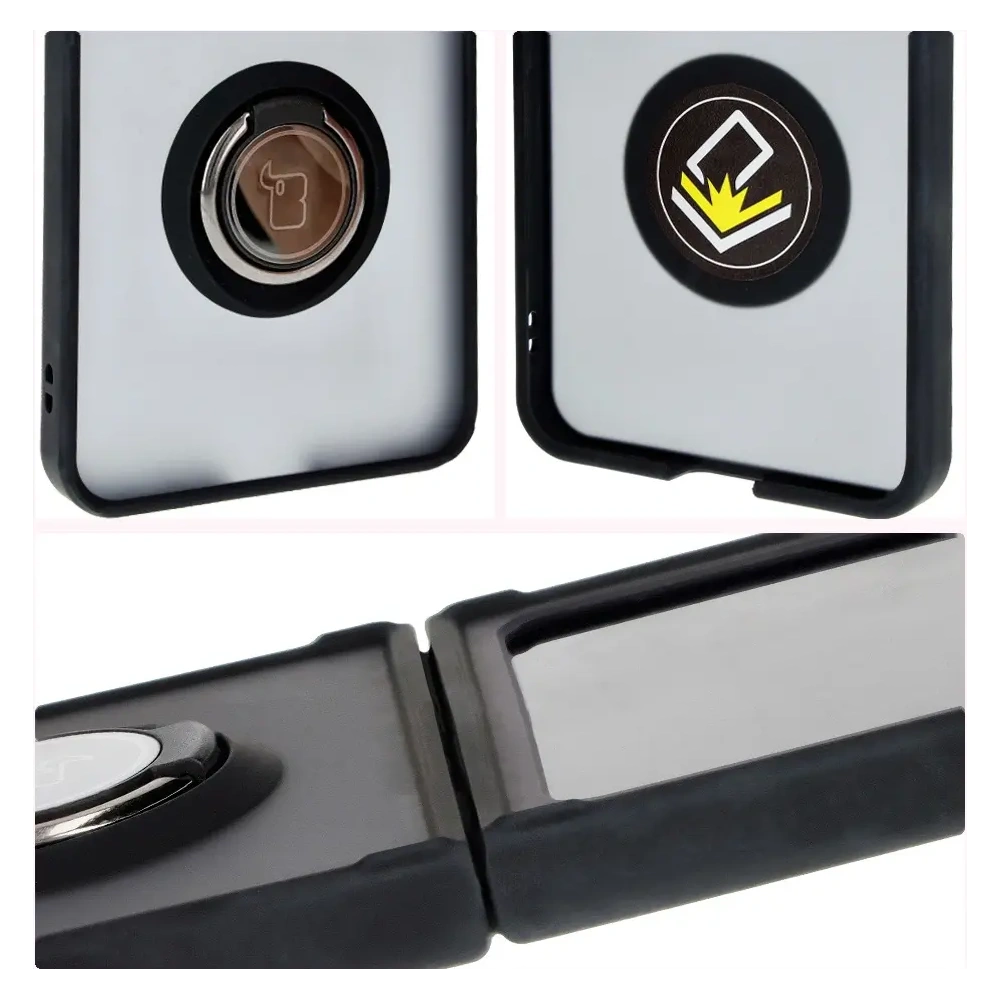 Hurtownia GSM - Bizon Case Hybrid Ring Samsung Galaxy Z Flip6 füstös, fekete kerettel - BIZ5879 - {ean13} - Hurt