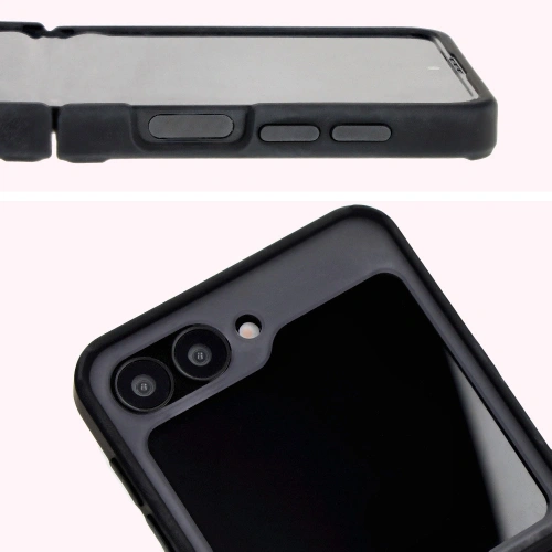 Etui z uchwytem na palec Bizon Case Hybrid Ring do Samsung Galaxy Z Flip6 / 7 FE przydymione z czarną ramką