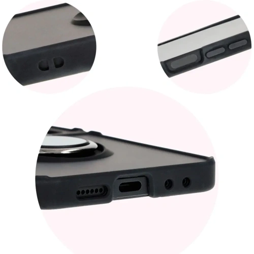 Etui z uchwytem na palec Bizon Case Hybrid Ring do Samsung Galaxy Z Flip6 / 7 FE przydymione z czarną ramką