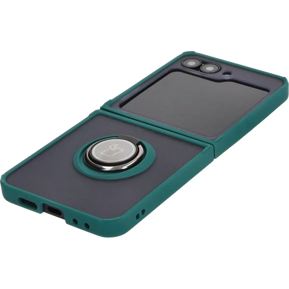 Hurtownia GSM - Bizon Case Hybrid Ring Samsung Galaxy Z Flip6 rauchig mit einem dunkelgrünen Rahmen - BIZ5881 - {ean13} - Hurt