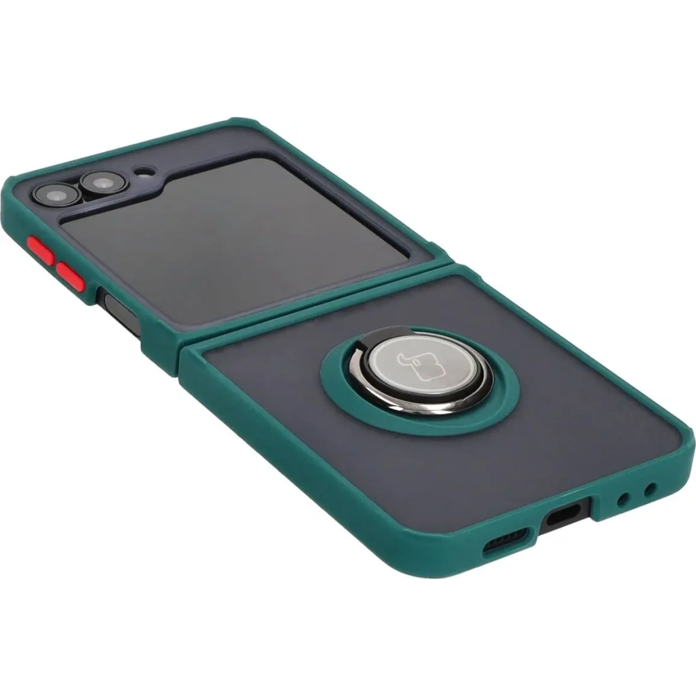 Hurtownia GSM - Bizon Case Hybrid Ring Samsung Galaxy Z Flip6 rauchig mit einem dunkelgrünen Rahmen - BIZ5881 - {ean13} - Hurt