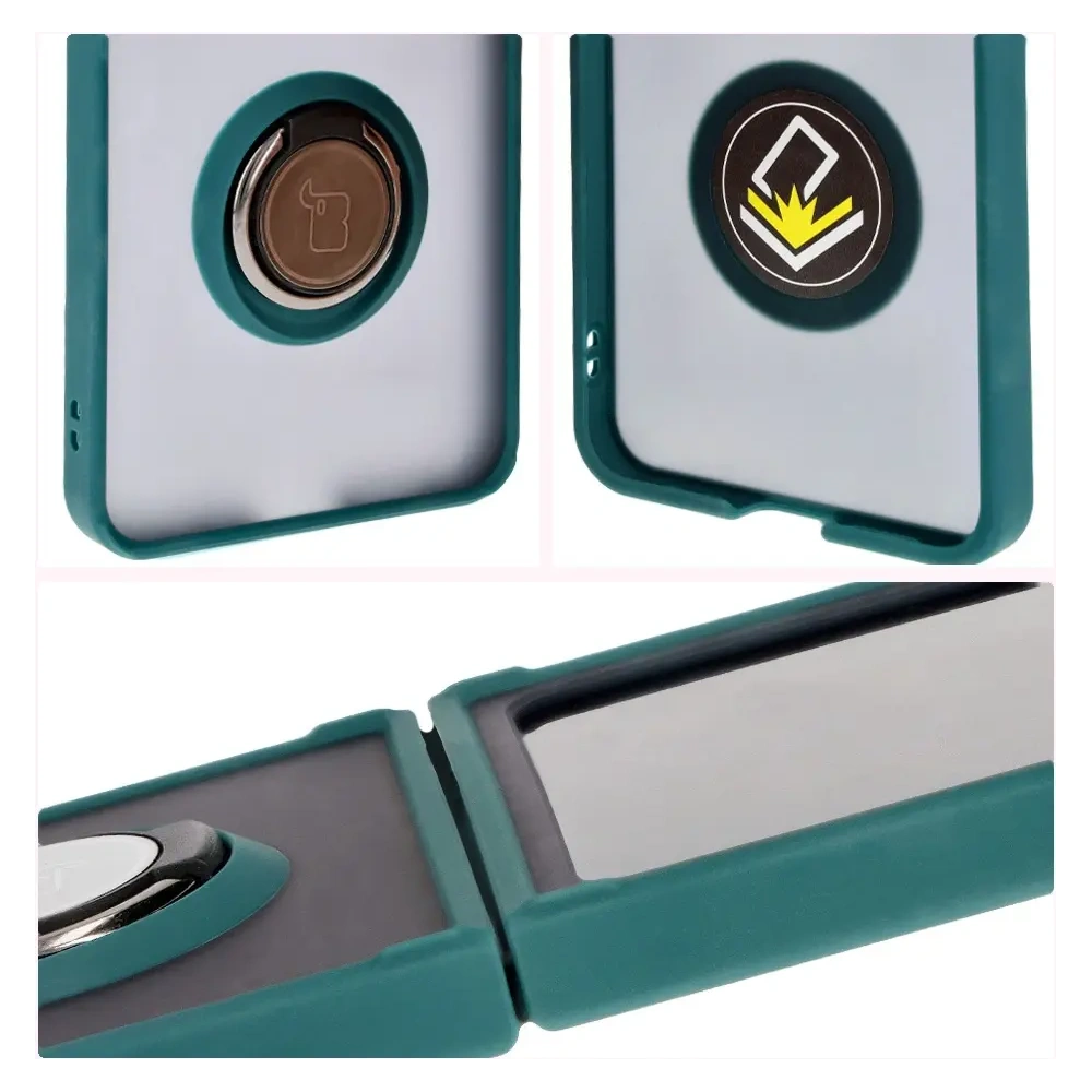 Hurtownia GSM - Bizon Case Hybrid Ring Samsung Galaxy Z Flip6 rauchig mit einem dunkelgrünen Rahmen - BIZ5881 - {ean13} - Hurt