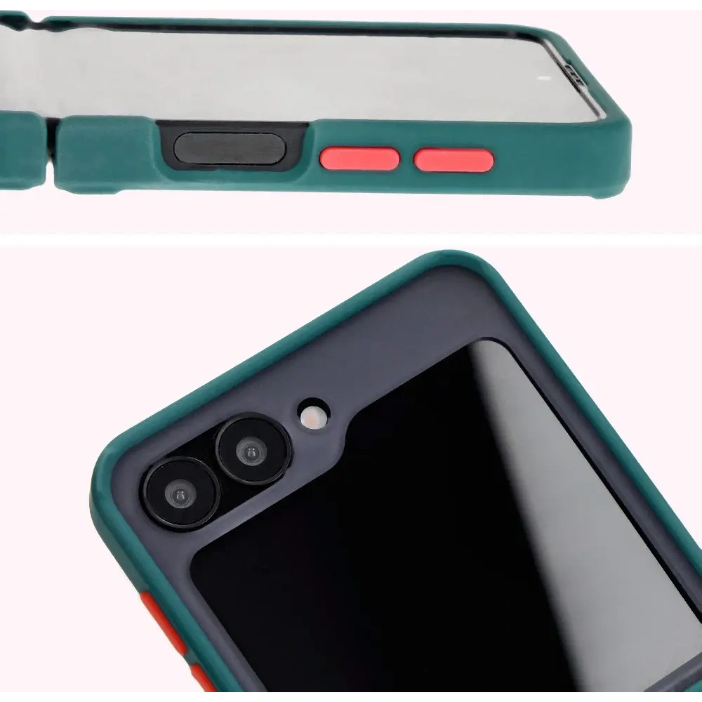 Hurtownia GSM - Bizon Case Hybrid Ring Samsung Galaxy Z Flip6 rauchig mit einem dunkelgrünen Rahmen - BIZ5881 - {ean13} - Hurt