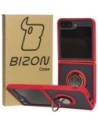 Bizon Case Hybrid Ring Samsung Galaxy Z Flip6 rauchig mit einem roten Rahmen