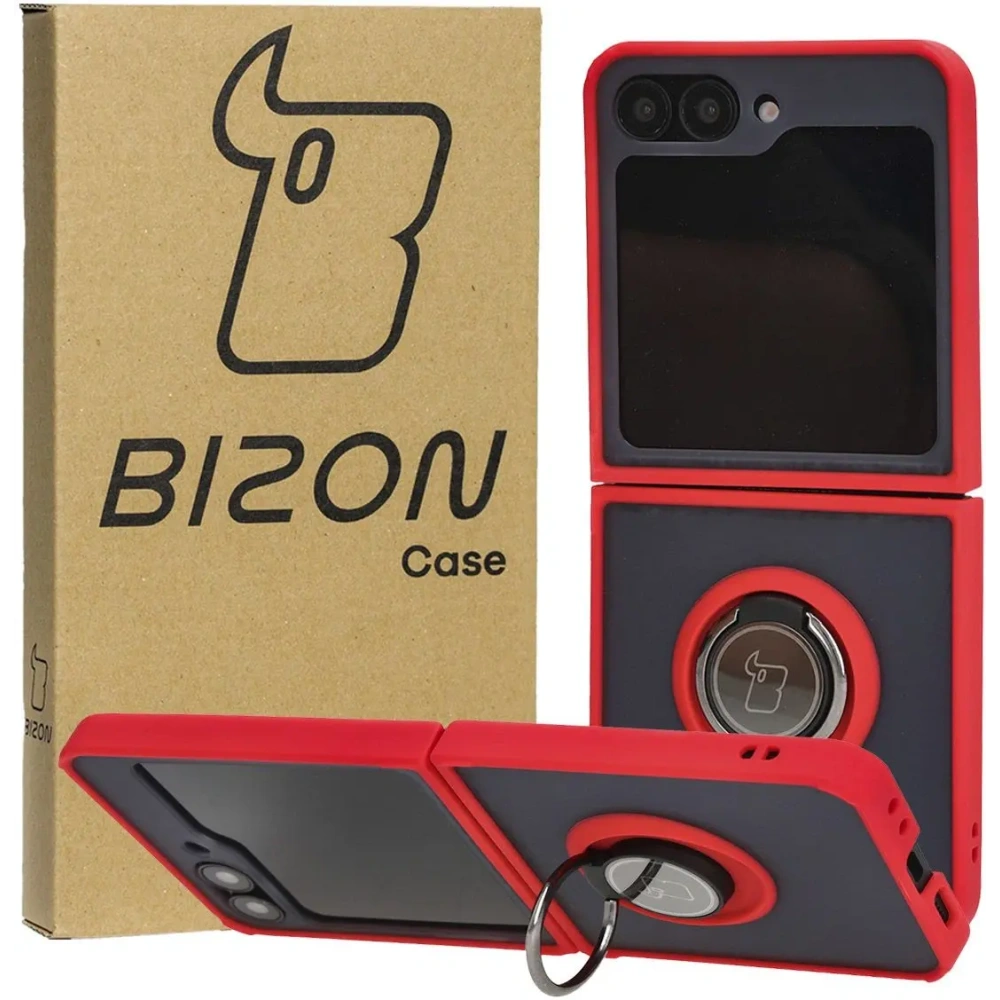 Hurtownia GSM - Bizon Case Hybrid Ring Samsung Galaxy Z Flip6 rauchig mit einem roten Rahmen - BIZ5557 - {ean13} - Hurt