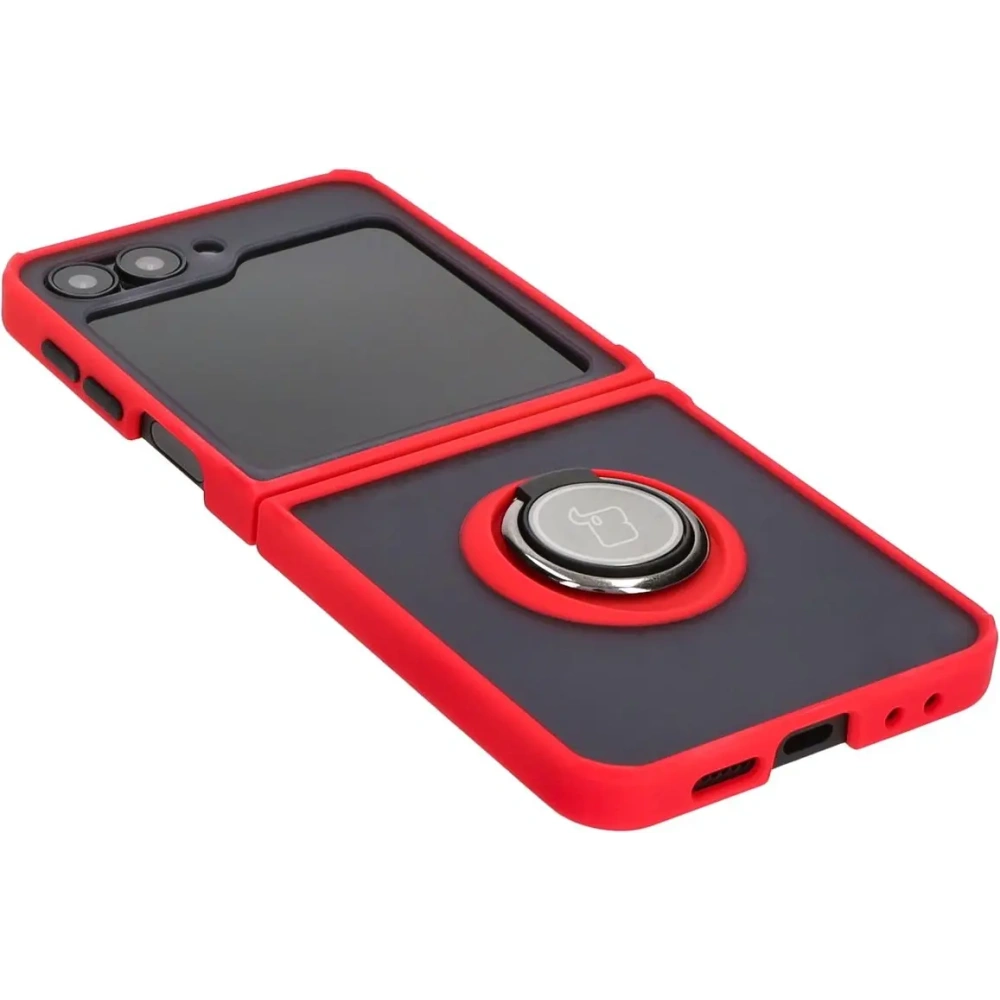 Hurtownia GSM - Bizon Case Hybrid Ring Samsung Galaxy Z Flip6 rauchig mit einem roten Rahmen - BIZ5557 - {ean13} - Hurt
