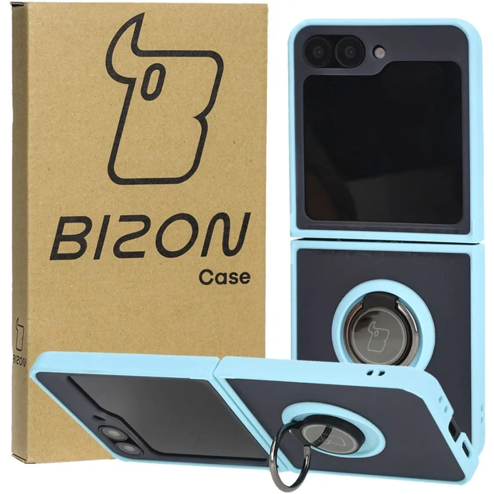 Hurtownia GSM - Bizon Case Hybrid Ring Samsung Galaxy Z Flip6 rauchig mit einem hellblauen Rahmen - BIZ5883 - {ean13} - Hurt
