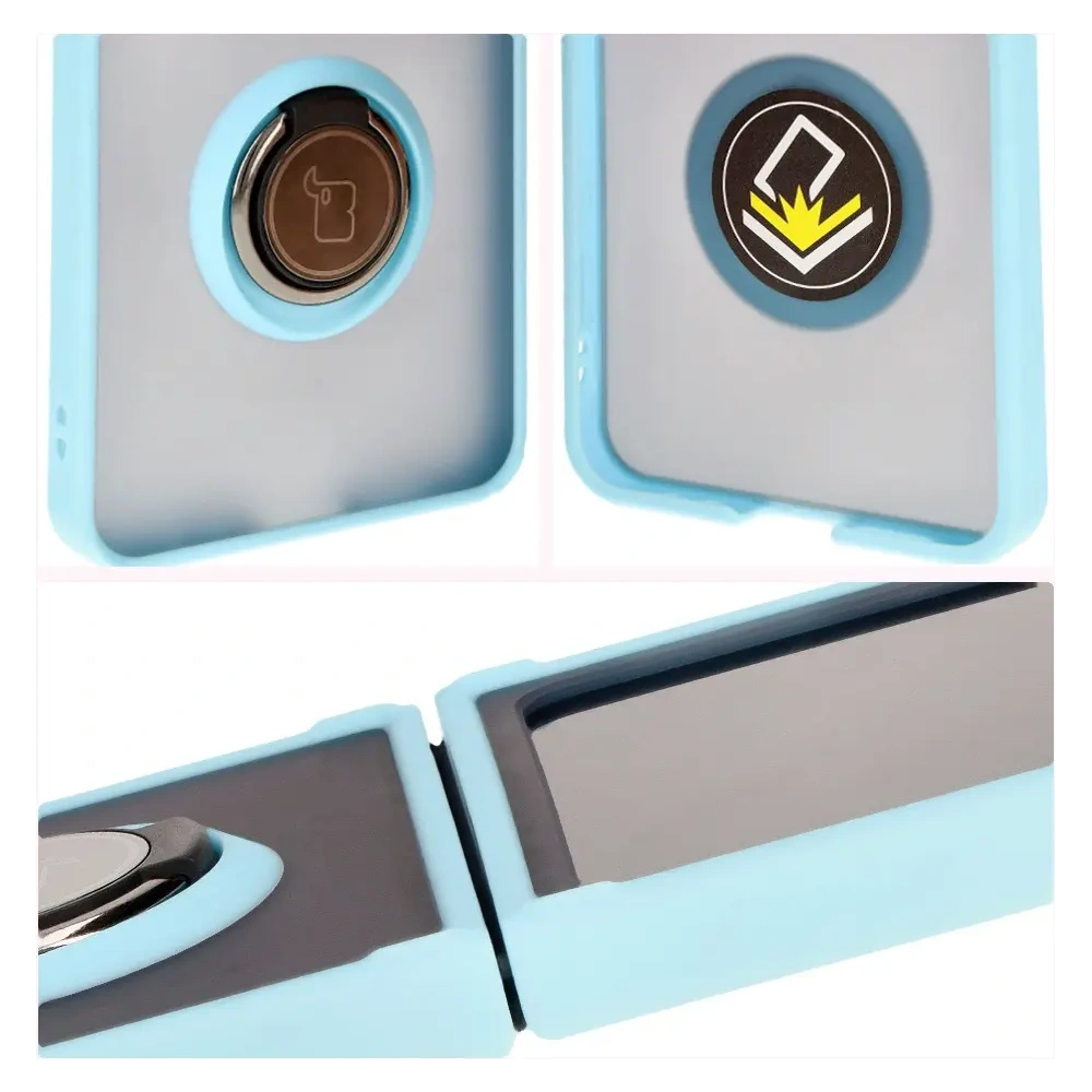 Wholesale Bizon Case Hybrid Ring Samsung Galaxy Z Flip6 smoky with a light blue frame - BIZ5883 - {ean13} - Hurt
