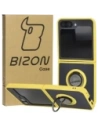 Bizon Case Hybrid Ring Samsung Galaxy Z Flip6 rauchig mit einem gelben Rahmen