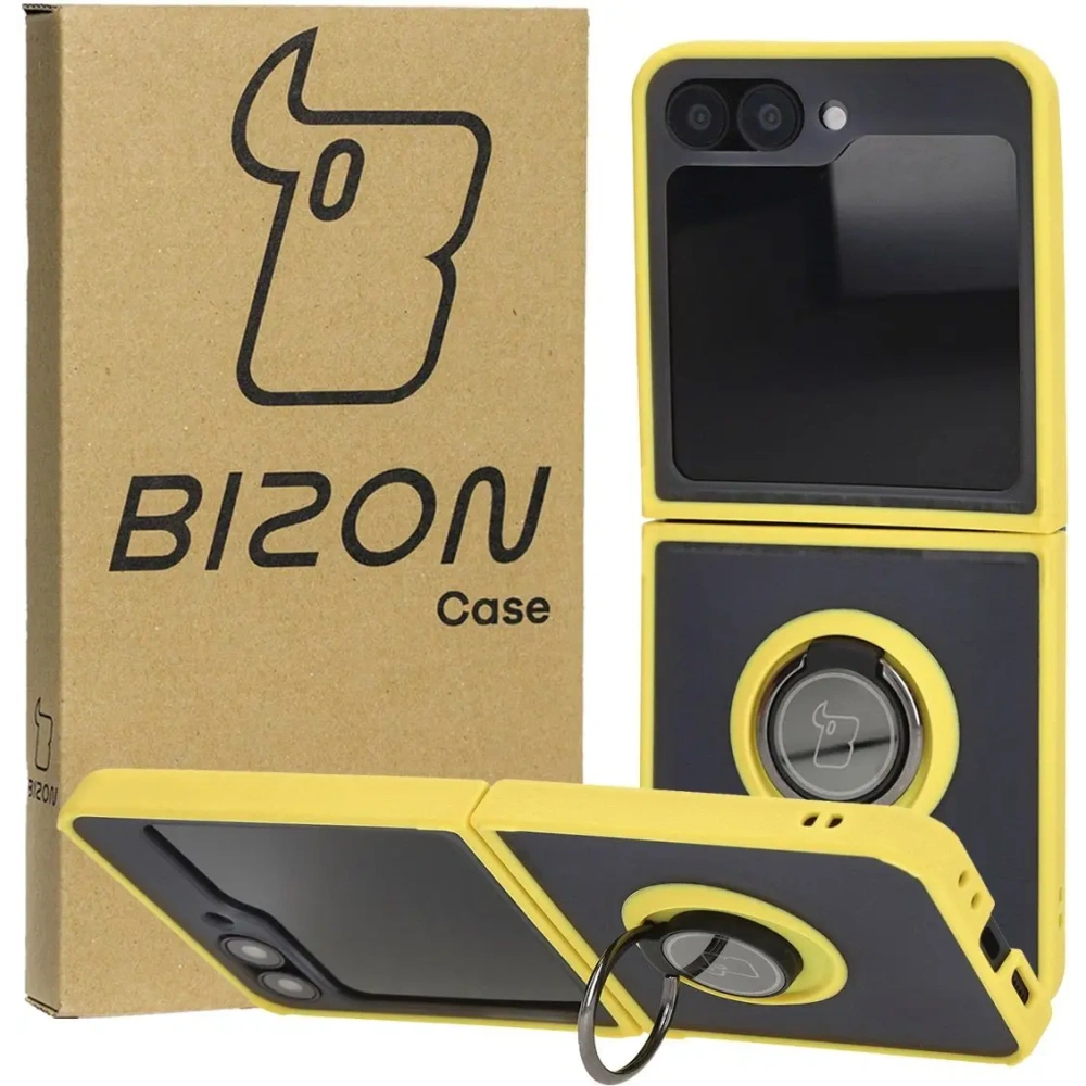 Hurtownia GSM - Bizon Case Hybrid Ring Samsung Galaxy Z Flip6 rauchig mit einem gelben Rahmen - BIZ5884 - {ean13} - Hurt