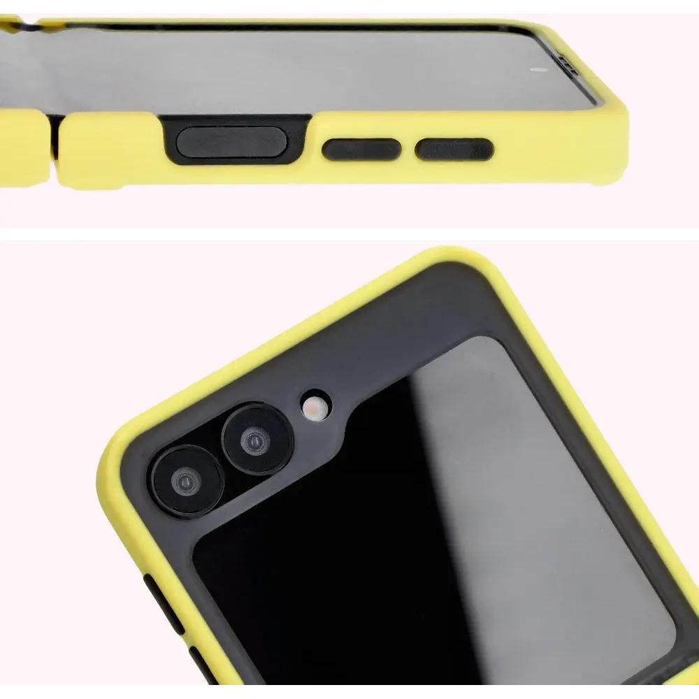 Hurtownia GSM - Bizon Case Hybrid Ring Samsung Galaxy Z Flip6 rauchig mit einem gelben Rahmen - BIZ5884 - {ean13} - Hurt
