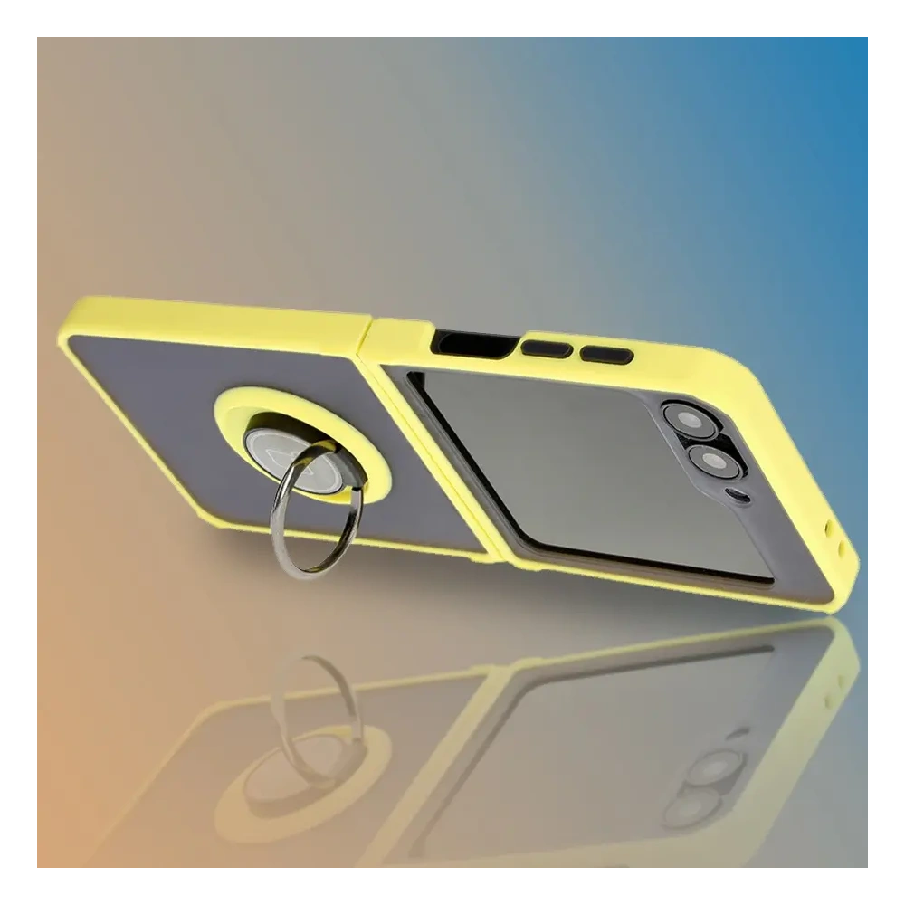 Hurtownia GSM - Bizon Case Hybrid Ring Samsung Galaxy Z Flip6 rauchig mit einem gelben Rahmen - BIZ5884 - {ean13} - Hurt