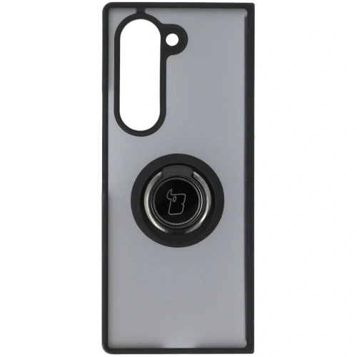 Etui z uchwytem na palec Bizon Case Hybrid Ring do Samsung Galaxy Z Fold6 przydymione z czarną ramką