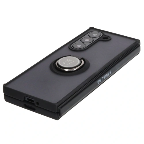 Etui z uchwytem na palec Bizon Case Hybrid Ring do Samsung Galaxy Z Fold6 przydymione z czarną ramką
