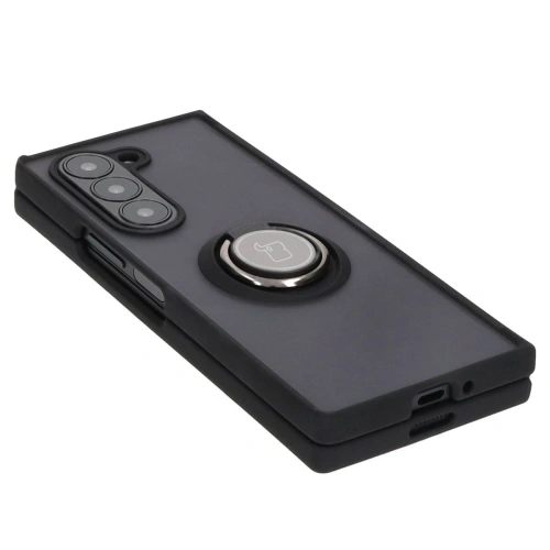 Etui z uchwytem na palec Bizon Case Hybrid Ring do Samsung Galaxy Z Fold6 przydymione z czarną ramką