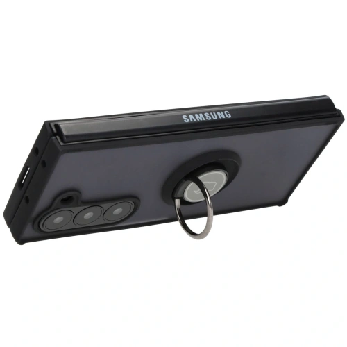 Etui z uchwytem na palec Bizon Case Hybrid Ring do Samsung Galaxy Z Fold6 przydymione z czarną ramką