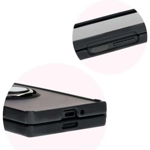 Etui z uchwytem na palec Bizon Case Hybrid Ring do Samsung Galaxy Z Fold6 przydymione z czarną ramką