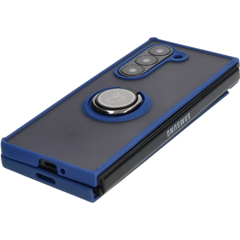Wholesale Bizon Case Hybrid Ring Samsung Galaxy Z Fold6 smoky with a navy blue frame - BIZ5906 - {ean13} - Hurt