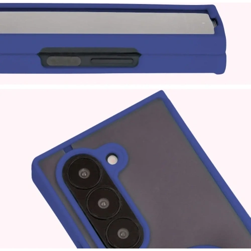 Etui z uchwytem na palec Bizon Case Hybrid Ring do Samsung Galaxy Z Fold6 przydymione z granatową ramką