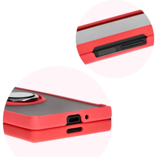 Etui z uchwytem na palec Bizon Case Hybrid Ring do Samsung Galaxy Z Fold6 przydymione z czerwoną ramką