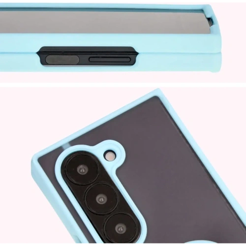 Etui z uchwytem na palec Bizon Case Hybrid Ring do Samsung Galaxy Z Fold6 przydymione z jasnoniebieską ramką