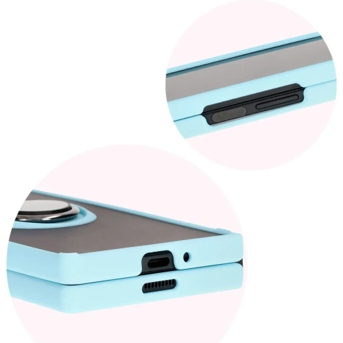 Etui z uchwytem na palec Bizon Case Hybrid Ring do Samsung Galaxy Z Fold6 przydymione z jasnoniebieską ramką