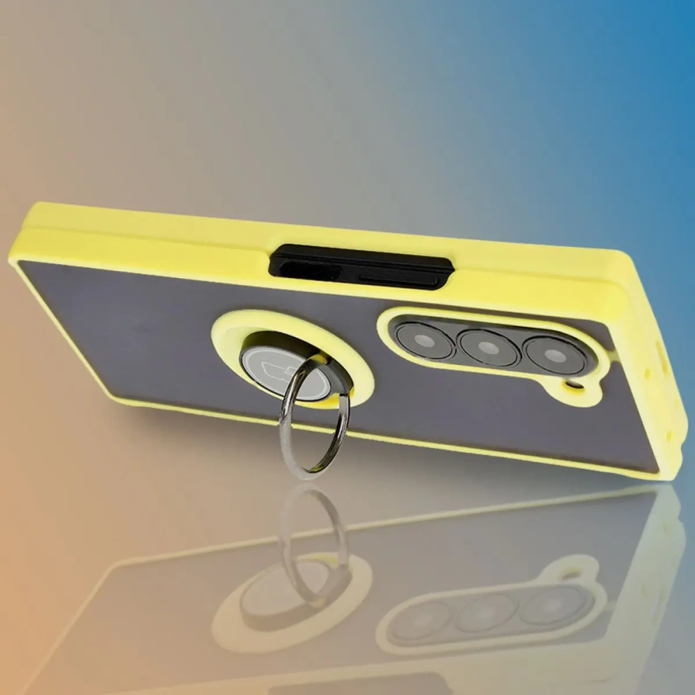 Wholesale Bizon Case Hybrid Ring Samsung Galaxy Z Fold6 smoky with a yellow frame - BIZ5617 - {ean13} - Hurt