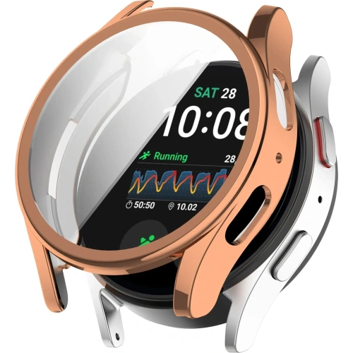 Etui z osłoną ekranu Bizon Case Watch Felipe do Samsung Galaxy Watch 7 40 mm różowozłote