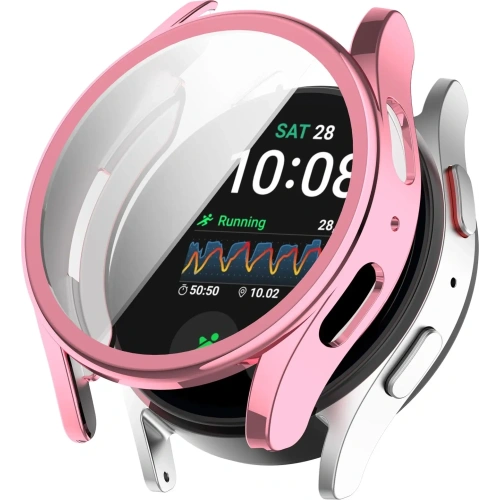 Etui z osłoną ekranu Bizon Case Watch Felipe do Samsung Galaxy Watch 7 44 mm różowe