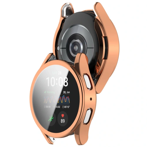 Etui z osłoną ekranu Bizon Case Watch Felipe do Samsung Galaxy Watch 7 44 mm różowozłote