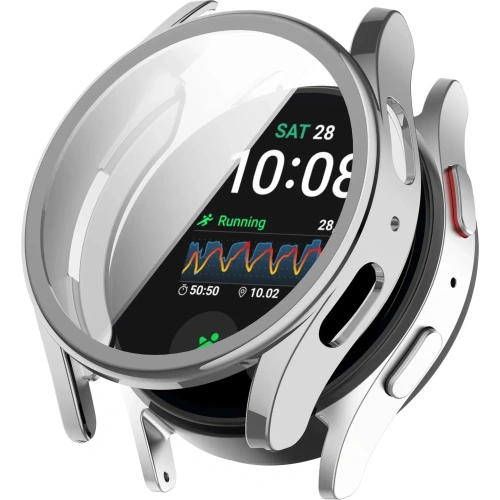 Etui z osłoną ekranu Bizon Case Watch Felipe do Samsung Galaxy Watch 7 44 mm srebrne