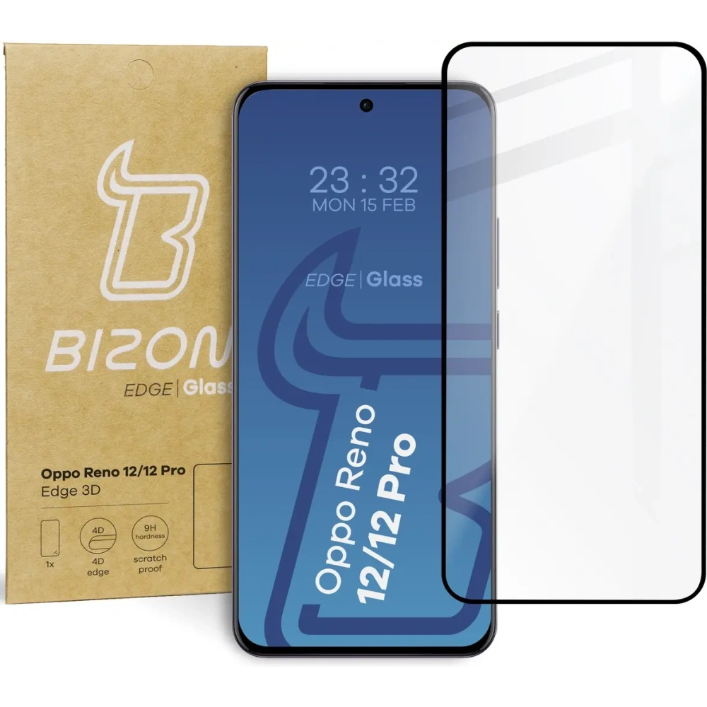 Hurtownia GSM - Szkło hartowane BIZON Glass Edge 3D do Oppo Reno 12/12 Pro - BIZ5941 - {ean13} - Hurt