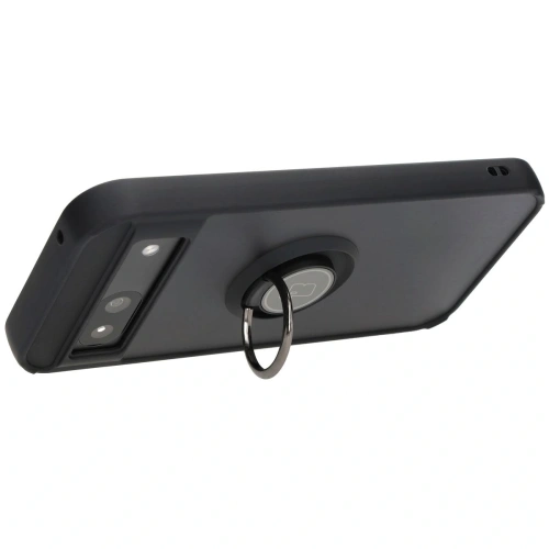 Etui z uchwytem na palec Bizon Case Hybrid Ring do Google Pixel 8a przydymione z czarną ramką