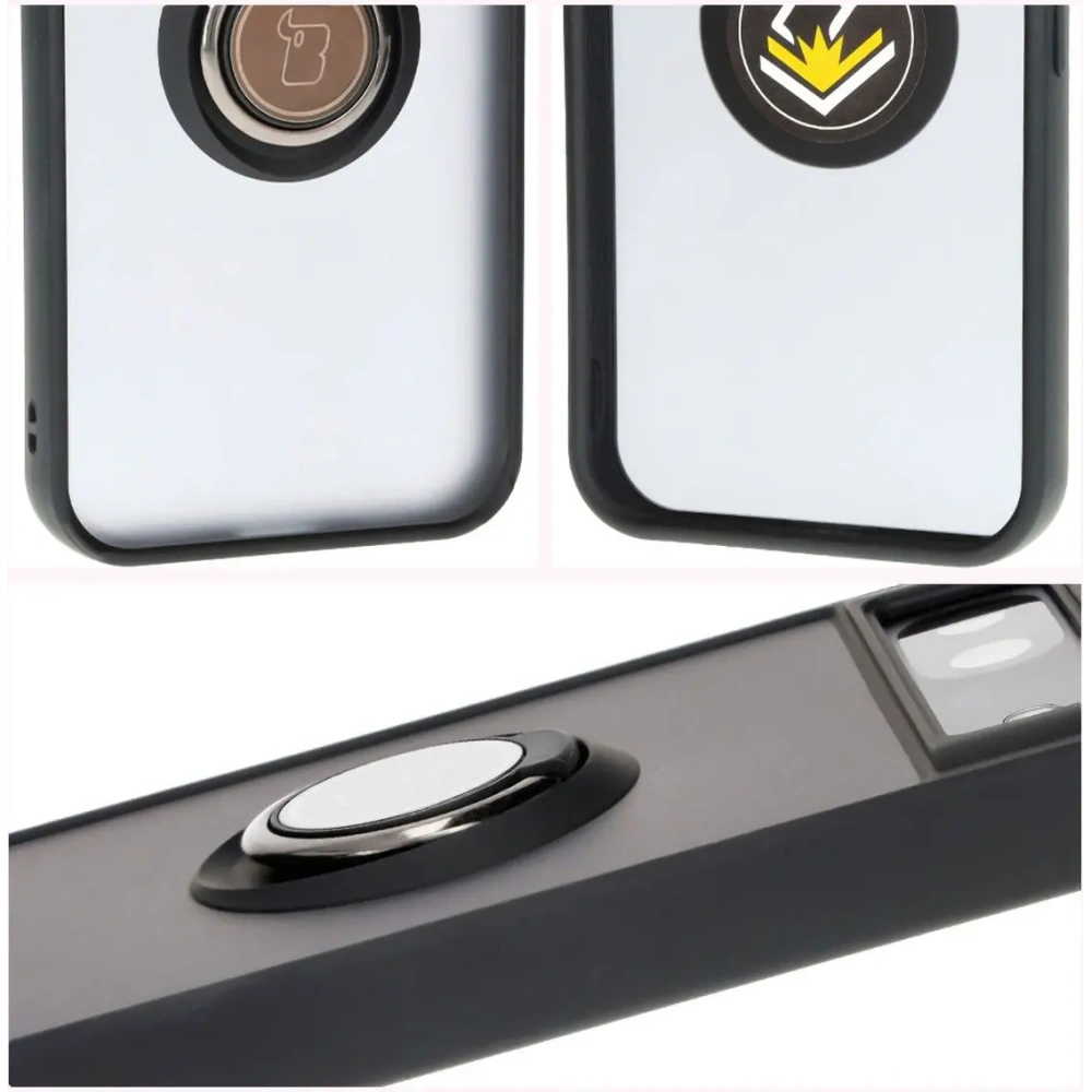 Hurtownia GSM - Bizon Case Hybrid Ring Google Pixel 8a smoky cu un cadru negru - BIZ5979 - {ean13} - Hurt