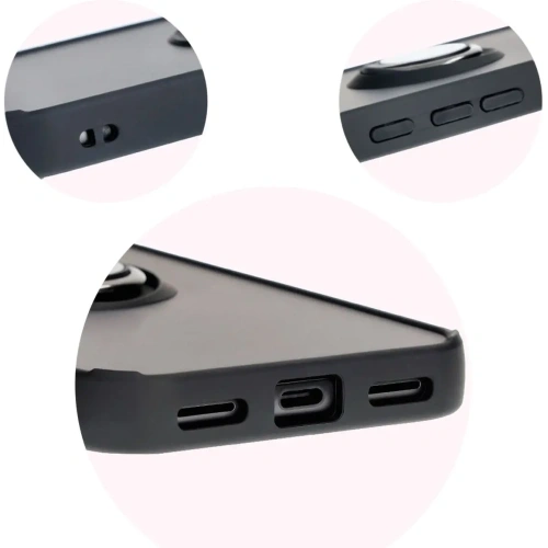 Etui z uchwytem na palec Bizon Case Hybrid Ring do Google Pixel 8a przydymione z czarną ramką