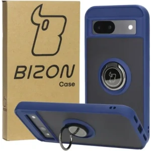 Hurtownia GSM - Etui s úchopem na prst Bizon Case Hybrid Ring pro Google Pixel 8a kouřové s modrým rámečkem - BIZ5980 - {ean13} - Hurt
