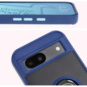 Hurtownia GSM - Etui s úchopem na prst Bizon Case Hybrid Ring pro Google Pixel 8a kouřové s modrým rámečkem - BIZ5980 - {ean13} - Hurt