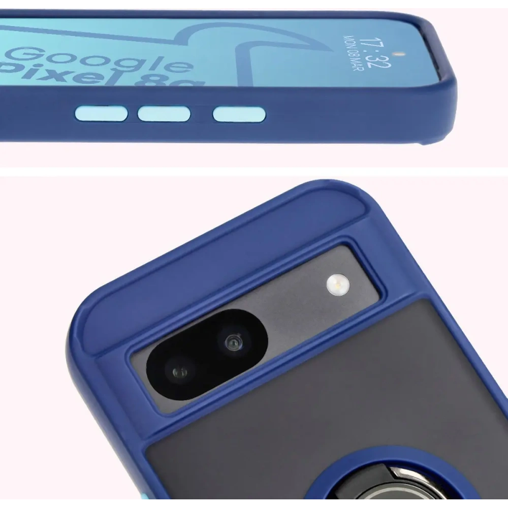 Hurtownia GSM - Bizon Case Hybrid Ring Google Pixel 8a fumuriu cu un cadru albastru marin - BIZ5980 - {ean13} - Hurt