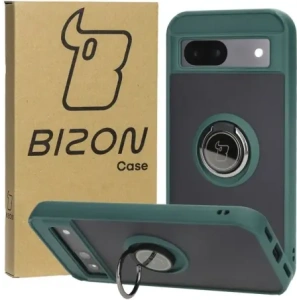 Hurtownia GSM - Etui s úchopem na prst Bizon Case Hybrid Ring pro Google Pixel 8a kouřové s tmavě zeleným rámečkem - BIZ5742 - {ean13} - Hurt