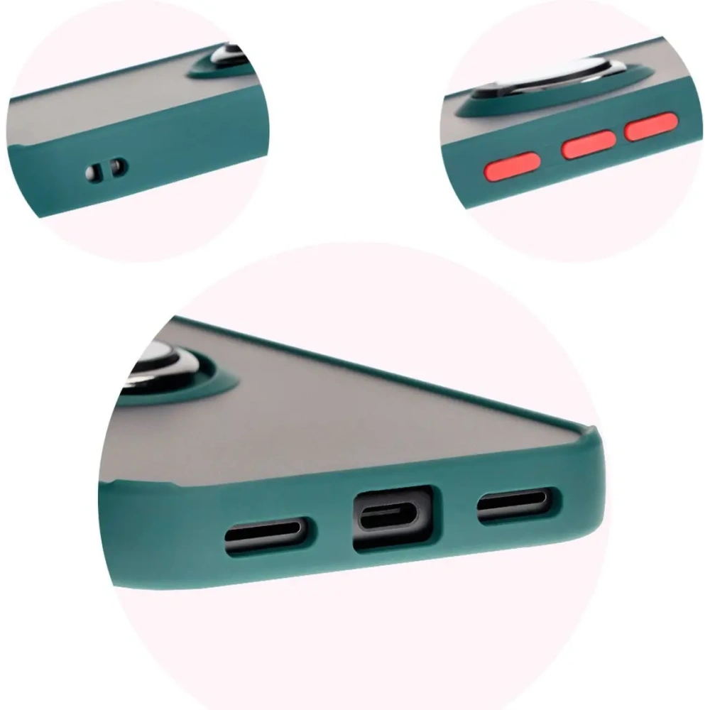 Hurtownia GSM - Etui s úchopem na prst Bizon Case Hybrid Ring pro Google Pixel 8a kouřové s tmavě zeleným rámečkem - BIZ5742 - {ean13} - Hurt