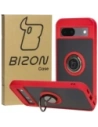Bizon Case Hybrid Ring Google Pixel 8a rauchig mit einem roten Rahmen