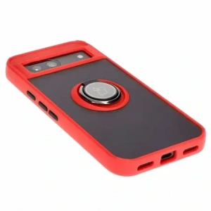 Hurtownia GSM - Etui s úchytem na prst Bizon Case Hybrid Ring pro Google Pixel 8a kouřové s červeným rámem - BIZ5743 - {ean13} - Hurt
