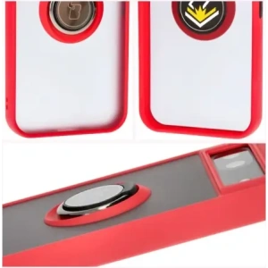 Hurtownia GSM - Etui s úchytem na prst Bizon Case Hybrid Ring pro Google Pixel 8a kouřové s červeným rámem - BIZ5743 - {ean13} - Hurt
